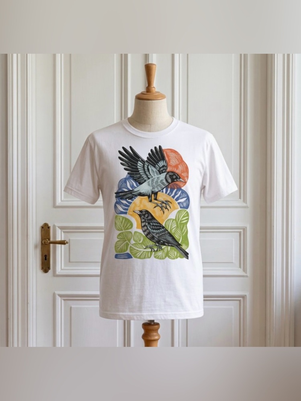 Two Crows Graphic T-Shirt, Birds Lover Shirt Nature Inspired Clothing Unique Tee